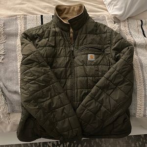Carhartt reversible puffer jacket size xlarge green/tan EUC